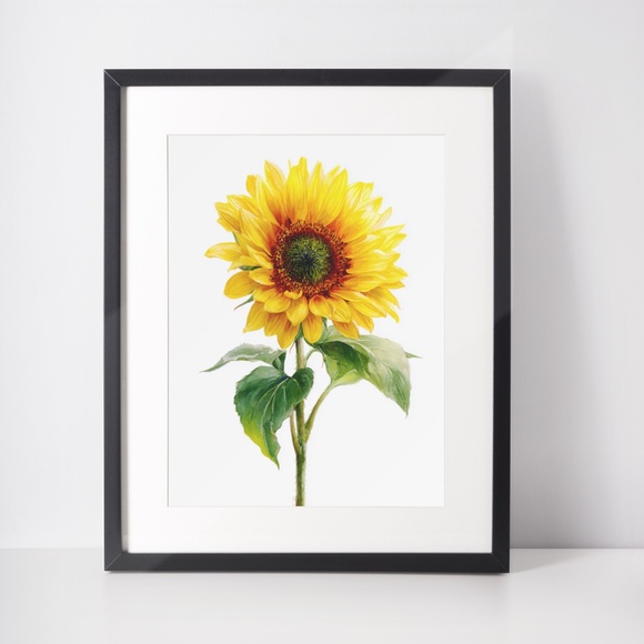 Watercolor Sunflower Wall Art Print, Unframed - Radiant Floral Bliss - Picture 3 of 7